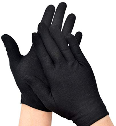 Milisten 12 Paar Baumwollhandschuhe Schwarz für Kosmetische Feuchtigkeitsspendende Münzschmuck Inspektion Ehrenschutzhandschuhe Schwarz Größe L (Verdicken)