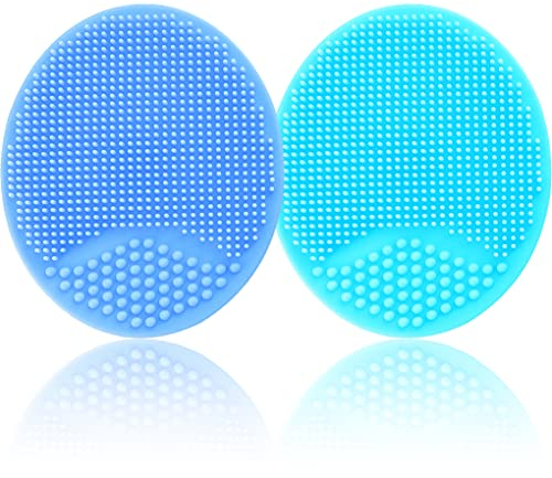 Baby Bath Brush, Baby Cradle Cap Brush, Silicone Massage Brush, Silicone Scrubbers Exfoliator Brush, Baby Skin Scrubbers Essential for Dry Skin, Cradle Cap and Eczema 2 Pack (Small-Blue&Green)