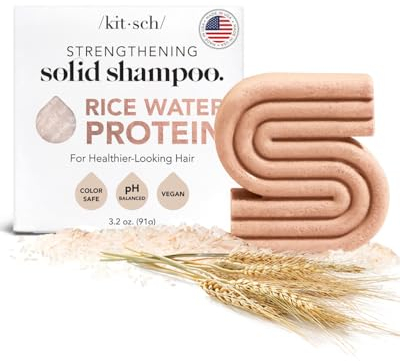 Kitsch Shampoo Bar with Rice Water – Solid Bar Shampoo for Hair Thickening, Strengthening and Moisturizing, Rice Water shampoo bars for Thinning Hair, Paraben-Free, Hair Care, Made in USA, 3.2 oz