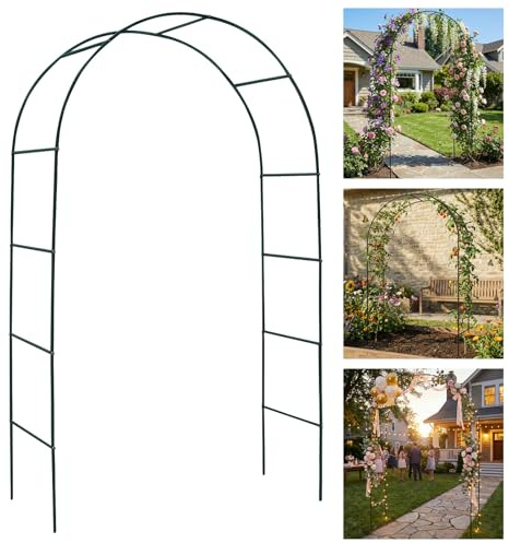 Metal Pergola Arbor, Outdoor Flower Garden Arch Trellis, Durable Steel Garden Arbor for Climbing Plants, Wedding Decoration, 7'8 H x 4'5 W