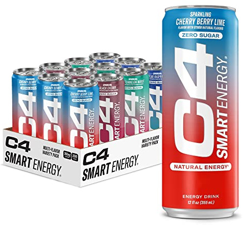C4 Smart Energy Drink, Berry Breeze Variety Pack, 200mg Caffeine, 12 Pack