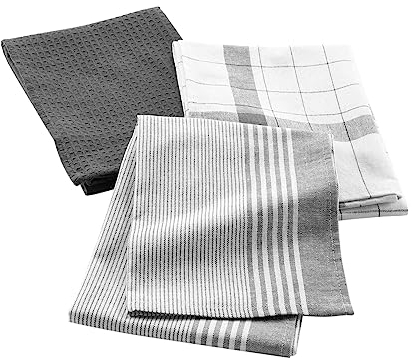 Douceur d'Intérieur Vibrato - 3 paños, 50 x 70 cm, Antracita, de algodón Tejido