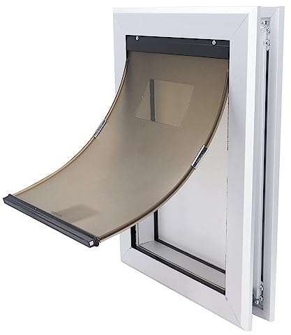 Asixxsix Hundetür, Abschließbare Wandtür für Haustiere mit Schiebeverriegelung und getönter Klappe Wetterfest Aluminium Hundeklappe für Schiebetür, Fliegengittertür, Innen- und Außentüren (Silber)