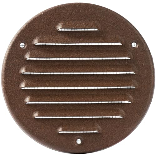 Vent Systems - Griglia di ventilazione rotonda in metallo marrone da 10,2 cm (interno), registra deflettore di ventilazione, feritoia, rete integrata, HVAC, per bagno, casa, ufficio, cucina, 12,7 cm