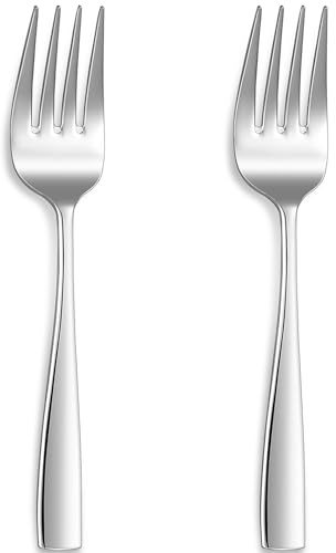 KEAWELL Premium Louis Table Utensils, 18/10 Stainless Steel, Squared Edge, Mirror Finish, Dishwasher Safe (Serving Forks, Set of 2)