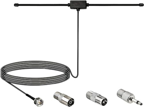 DAB FM UKW Radio Antenne 75 Ohm FM antenne mit F Typ Stecker 3 Meter Verlängerungskabel, UKW Antenne für Stereoanlage FM, Wurfantenne UKW/FM Radioempfang Audio-Radio-AV-Empfänger