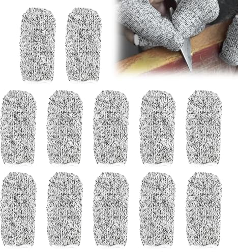 12 Piezas Cunas de Dedo,Protectores de Dedos Reutilizables Resistentes a Cortes para Trabajo,Protectores de Dedos Transpirables, para Trabajo,Jardín, Cocina, Escultura,Creaciones de Bricolaje (Gris)