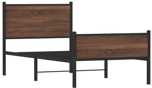 vidaXL Cadre de Lit Métal avec Tête de Lit et Pied de Lit, Lit Simple avec Sommier, Lit Adulte, Mueble de Chambre à Coucher, 80x200 cm