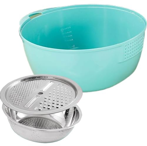 Ciotola di lavaggio del riso in acciaio inossidabile (nero) - setaccio per lavare il riso e le verdure - con un piede silicone non slip, plastica, colino, ciotola di riso di riso giapponese con lato i