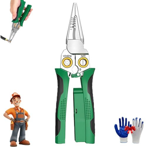 EDAT Springtek 8 in 1 Spellafili, 8 in 1 Spellafili, Twister Spellafili Multifunzionale, Pinza Spellafili for Taglio Elettrico e Tirare Fili(Green)