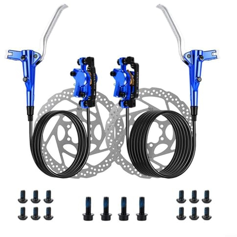 FACAIIO MTB Double Piston Hydraulic Disc Brake Kit With 160mm Rotors Front Rear Brake Set(Blue)