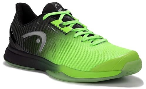 HEAD Scarpe da Squash Sprint PRO Uomo, Nero Verde Fluo, 45.5 EU