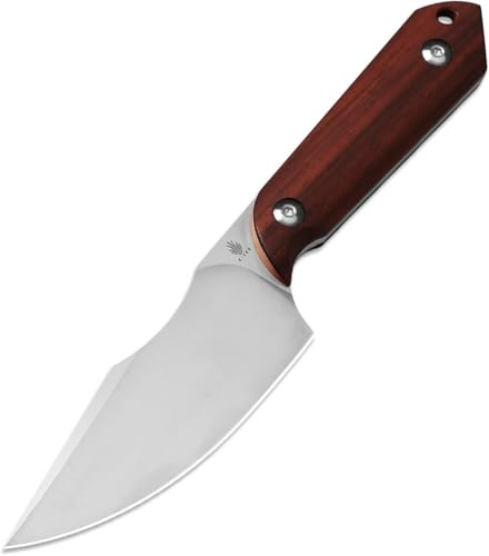 Kizer Harpoon Kniv med Fast Blad och Slida, 3,84” Nitro V Blad Jaktkniv med Rött Sandelträ Handtag, Camping EDC Kniv för Vandring, Överlevnad 1040M3