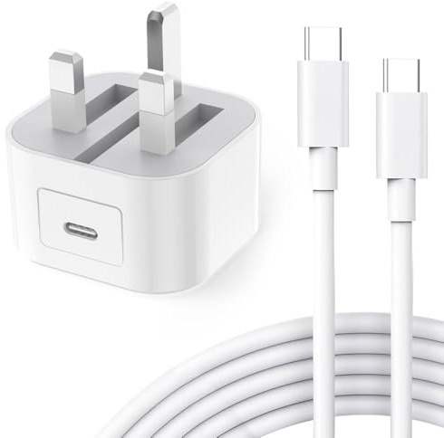 iPad Charger and Plug 20W USB C Fast Charger With 2M USB C Cable for iPad Pro 12.9 2022-2025/11 2021-2024, iPad Air 11 Gen 6th/10.9 Gen 4th/5th, iPad Mini 7th/6th, iPad 11th/10th Generation White