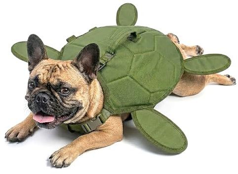 Colenumone Dog Life Jacket, Turtle Shape Dog Life Vest for Swimming and Boating, Adjustable Pet Safety Vest with High Buoyancy & Rescue Handle, Ripstop Dog Swim Vest for Small Medium Large, Green,M