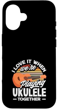 J'adore Quand Nous jouons du ukulélé Ensemble Retro Sun Coque pour iPhone 16
