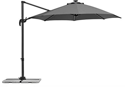 Schneider Sonnenschirm Rhodos Blacklight, anthrazit, 300 cm rund, 793-15, Gestell Aluminium, Bespannung Polyester, 18.8 kg