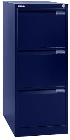 BISLEY | Classeur pour dossiers Suspendus à 1 rangée | 3 tiroirs | Format A4 | Bleu Oxford | 3 tiroirs, format A4, bleu oxford