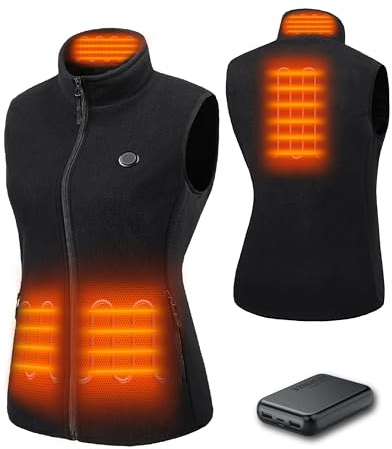 HEWINZE Gilet riscaldato in pile da donna - Gilet caldo con batteria da 5 V, gilet riscaldato per la caccia.