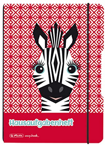 Herlitz Aufgabenheft flex, A5, 48 Blatt, Motiv: Cute Animals Zebra, 1 Stück, Hausaufgaben, 50039845