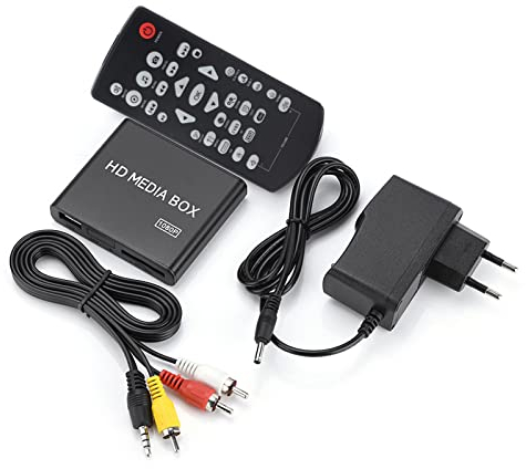 Lecteur Multimédia, Lecteur Multimédia Full HD 1080p Prise en Charge du Boîtier de Lecteur Multimédia Vidéo Numérique HDMI USB MMC RMVB MP3 AVI MKV (Prise UE)