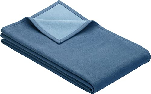 Ibena Bio Wohndecke Stockholm Baumwolle Rauchblau/bleu Größe 100x140 cm