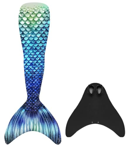 EUKSRH Mädchen Meerjungfrauenschwanz Meerjungfrauenflosse für Kinder Schwimmen mit Meerjungfrau Flosse（2 Stück Set）