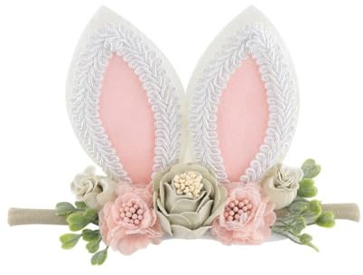 GEZISAN Baby Girl Floral Easter Bunny Nylon Headband Flower Elastic Hairband Bows Wraps For Newborn Infant Toddler Hair Accessories (RT004)