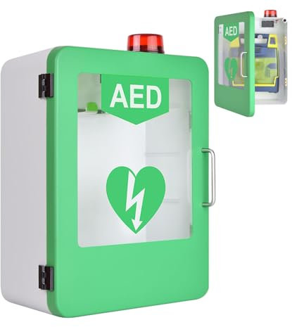 MFYDPP Armoire Murale du défibrillateur AED, Armoire de Stockage de défibrillateur AED Mural, avec clé et Alarme, boîte d'alarme de défibrillation Cardiaque, s'adapte à la Plupart des modèles AED
