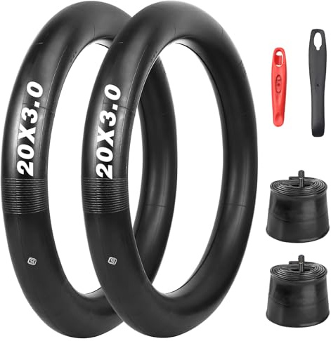 GRELiving 2 stycken 20 x 3,0/26 x 3,0 tums cykelslang AV35 mm Schrader ventil Fat Bike Tires/Snow Bikes Tires/E-Bike Tires