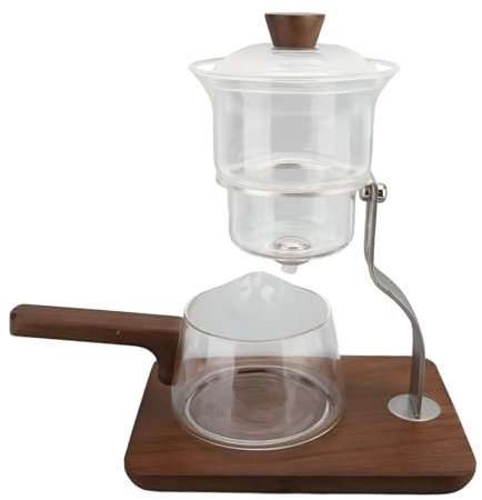 Set Teiera in Vetro con Gocciolamento Semiautomatico Rotante, capacità 350 Ml, Teiera con Gocciolamento Automatico, Set da tè in Vetro con Filtro Magnetico per Riunioni di