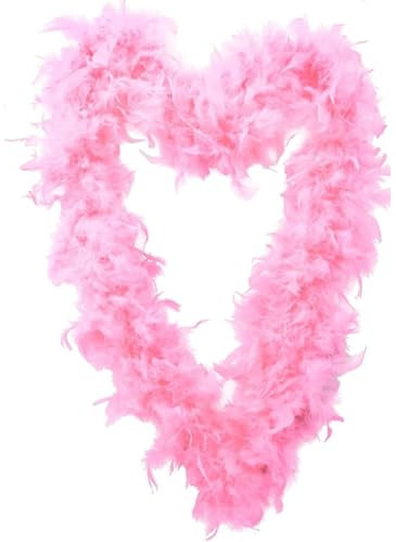NHQ Boa de Plumas,2 M Boas de Plumas Colores,Boa Plumas,Plumas para Disfraz,Boa Fluorescente,Boas de Plumas Colores para Fiestas,Carnaval,Halloween(Rosa)
