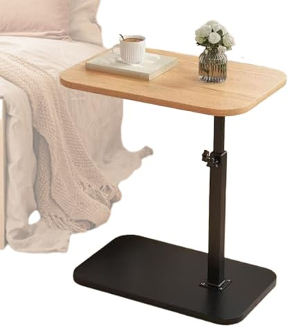 C-bord, 360 graders roterande sidobord, litet utrymme, justerbar höjd, lätt bärbar design, svart yta, soffbord, sängbord för vardagsrum sovrum