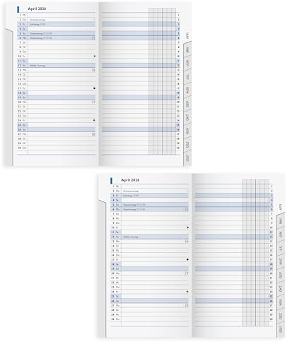 BRUNNEN Monats-Ersatzkalendarium Mod. 753 2026 | 87×153 mm, Karton, weiß (2 Stück)