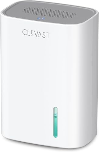 CLEVAST Luftentfeuchter, 850ml Elektrischer Luftentfeuchter mit Ultra-Leise & Automatischer Abschaltung, Tragbarer Mini Raumentfeuchter für Schlafzimmer, Badezimmer, Schrank, Kinderzimmer