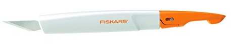 FISKARS Taglierino di precisione a bisturi, Lunghezza totale: 15,5 cm, Incl. 1 lama Nr. 11, Acciaio di qualità/Plastica, Bianco/Arancione, Premium, 1024386