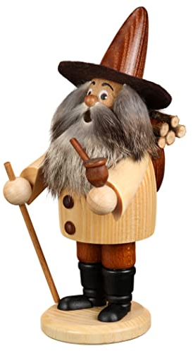 DWU Original Erzgebirgischer Räuchermann® Wichtel Holzsammler Natur #933/N