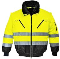 Portwest PJ50 Hi-Vis 3-i-1 Pilotjacka Med Dragkedja Hög Synlighet Vattentät | Gul/Svart, 3XL, EN 342, EN ISO 20471 Klass 3, Flera Fickor, Rund Halsringning, Normal Passform, Lång Ärm, Termisk Isolering