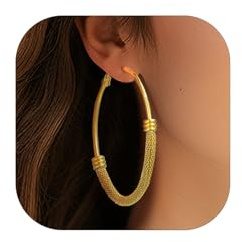 PROSTEEL Créoles Acier Inoxydable pour Femme Boucles d'Oreilles Femme Anneaux de 20/30/40/50/60/70/80mm Anneaux d'Oreilles à Maillons en Plaqué Or/Couleur Noir