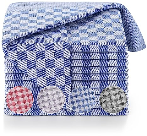 Blumtal paños de cocina algodon 50x70cm en juego de 5 - trapos cocina algodon 100% - trapos de cocina para secar súper absorbentes - paños cocina - paños de cocina buenos - trapo cocina azul a cuadros
