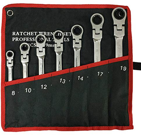 BOSUGE Spärrskiftnyckel, rachet set skiftnycklar krom vanadin stålskiftnyckel, bilreparationssats, nyckelset, verktygsset, spärrnyckel set, handverktygsset, bilskiftnyckel set, nyckelset (färg: 7 st)