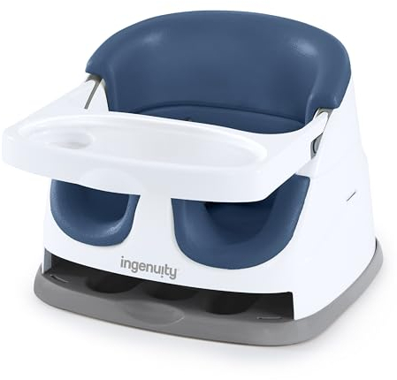 Ingenuity Baby Base 2-in-1 Rialzo da Sedia e Seggiolino per alimentazione e pavimento con vassoio autoportante - Night Sky