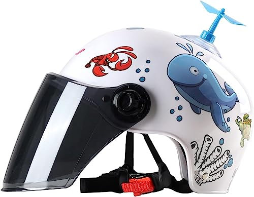Niedlicher Kinderhelm Für 7–16 Jahre Alte Jungen Und Mädchen, Motorrad-Halbhelm, Offenes Motorrad, Kinderhelme, DOT-Geprüft, Niedlicher Helm Mit Totenkopfkappe A,48-54CM