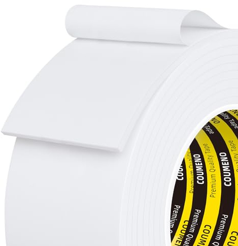COUMENO EVA Single-Sided Adhesive White Foam Tape, Single-Sided Sealing Strip Foam Pad Sponge Tape Window Weatherproof, Self-Adhesive Insulation Sealing Tape 2inX9.84FT