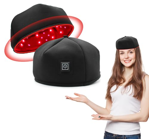 Thérapie par la Lumière Rouge et Infrarouge et pour la Repousse des Cheveux Chapeau de Luminothérapie Lampe Infrarouge Red Light Therapy pour la Perte de Cheveux Douleur(Plug-in noir)