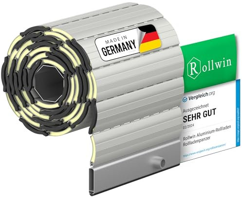 Rollwin ROLLADEN ALU Maxi 52 Hellgrau Gebohrte Endleiste Rolladenpanzer Aluminium Lamelle mit Rollladendämmung Rollladenfenster Rollladen DEUTSCHE Produktion zum Einbauen Hier Konfigurieren »»
