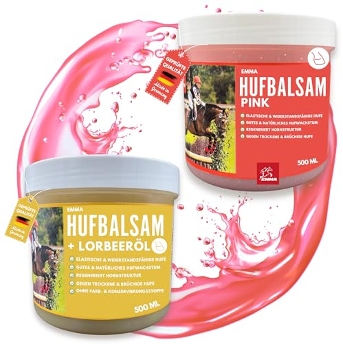 EMMA Huffett - Caballos con aceite de laurel y gel de pezuña rosa I ungüento para caballos I Bálsamo para pezuñas saludables I Hufestiger I Tratamiento contra pezuñas secas I Cuidado de pezuñas para