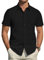 J.VER Men's Black Dress Shirt Short Sleeve Regular Fit Casual Formal Shirt Wrinkle-Free Button Down Summer Shirts L
