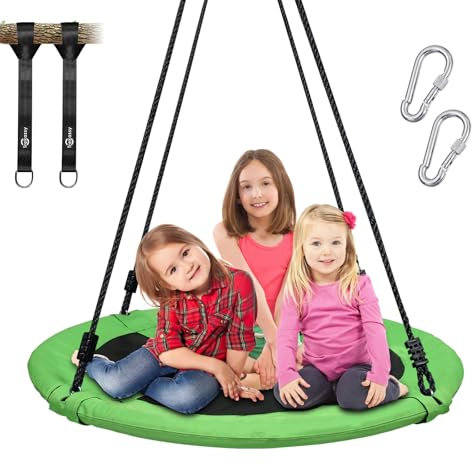 Trekassy Balançoire de Jardin pour Enfants, capacité maximale 317 kg, diamètre 101,6 cm, Tissu textilène, siège Rond, 18 Mois de Garantie (Vert)