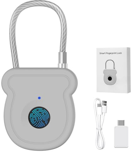 Larimuer Cadenas intelligent à empreintes digitales pour bagages – Capacité de 20 utilisateurs, clé USB et code d'urgence, serrure biométrique sans clé pour casier de gym, valise, sac à dos, boîte à